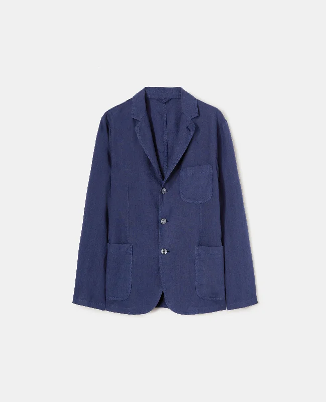 BLAZER IN LINO - BLU