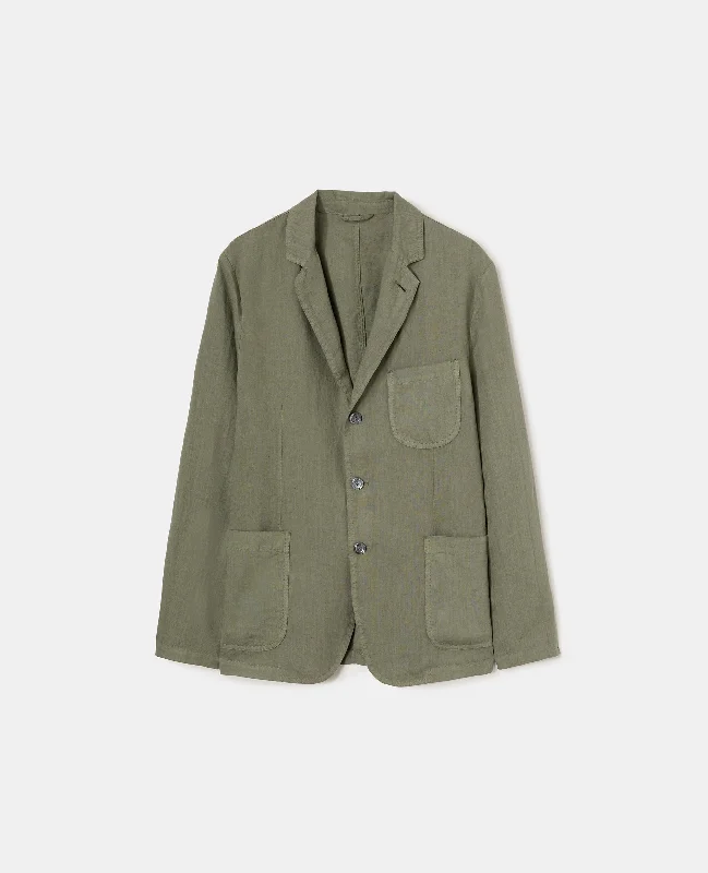 BLAZER IN LINO - MILITARE