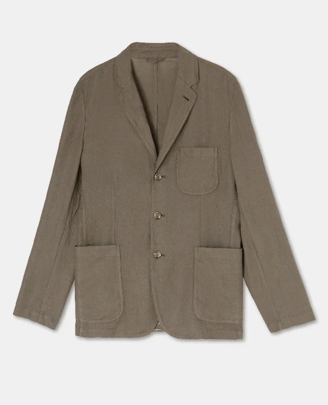 BLAZER IN LINO - MILITARE