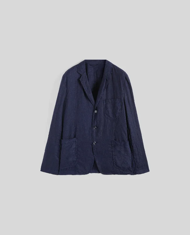 BLAZER IN TWILL DI COTONE E LYOCELL - BLU