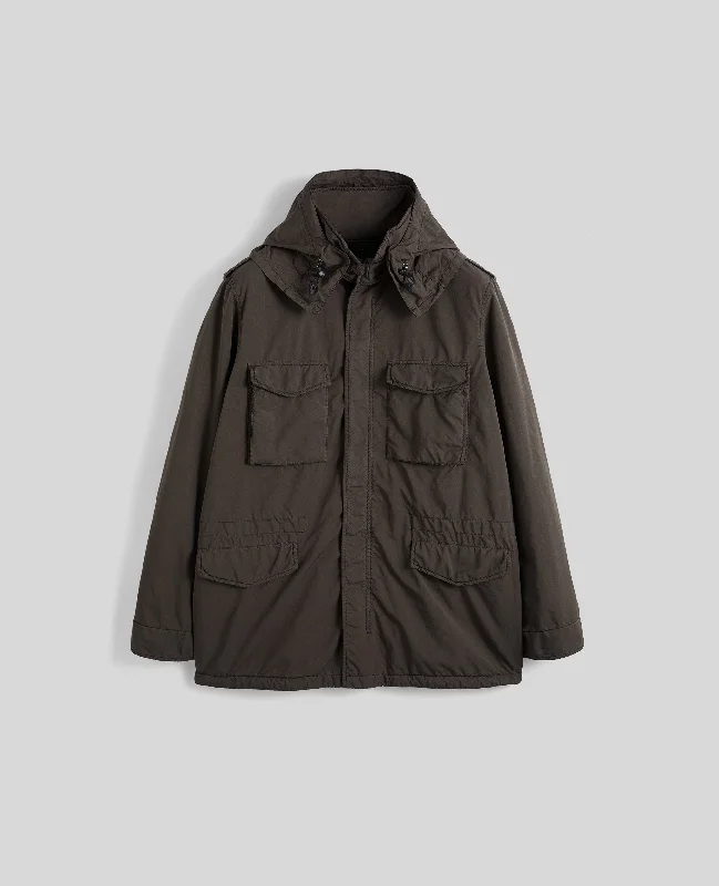 FIELD JACKET NEW CAMP IN NYLON - MARRONE