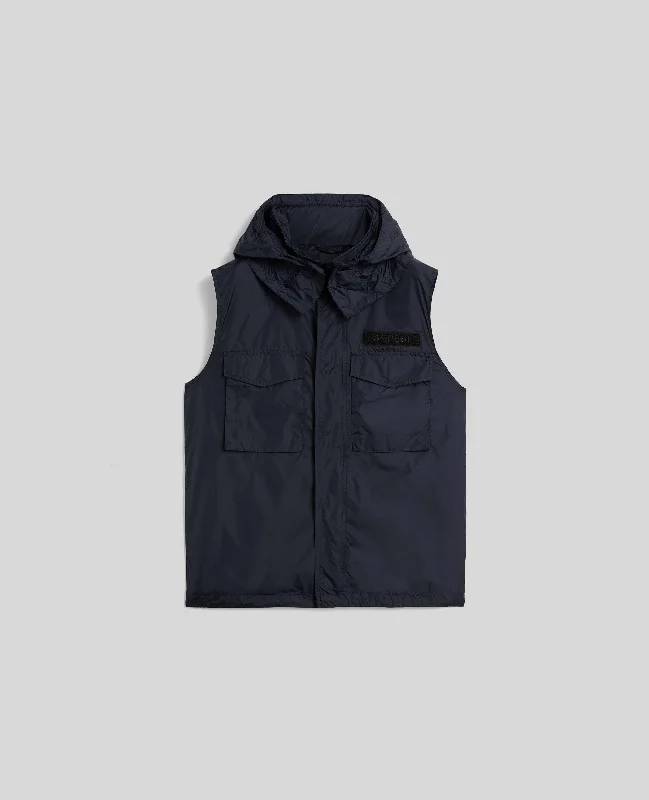 GILET IN NYLON RICICLATO - NAVY