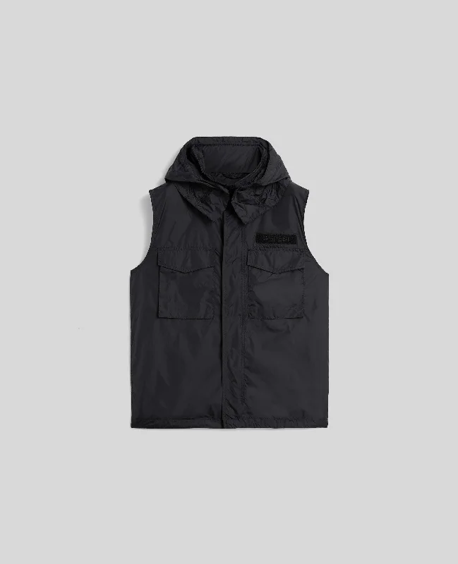 GILET IN NYLON RICICLATO - NERO