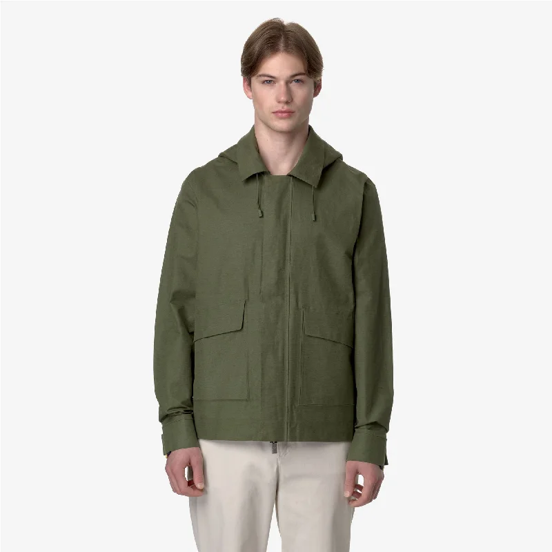 KAYA LINEN BLEND 2L - Jackets - Short - Man - GREEN CYPRESS-SILVER