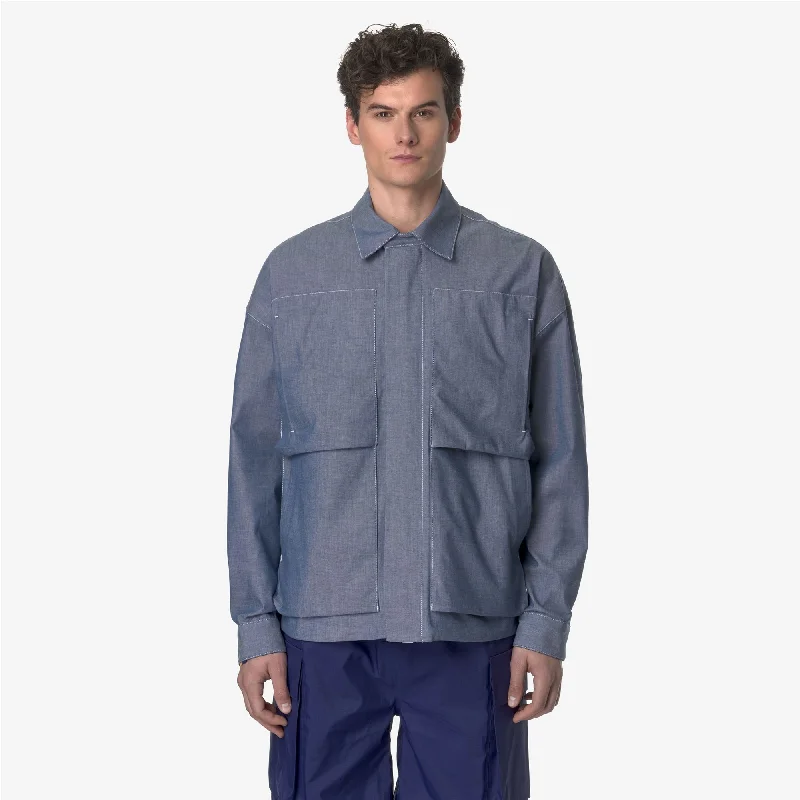 KAYEL CHAMBRAY 3L - Jackets - Short - Man - CHAMBRAY-GREEN SPHAGNUM