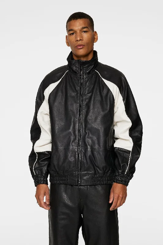 Lex Leather Track Jacket / Black