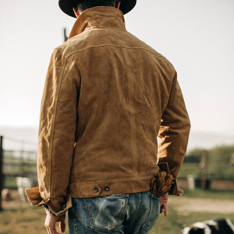 The Lined Long Haul Jacket in Sand Suede