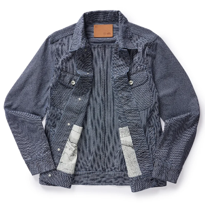 The Long Haul Jacket in Washed Indigo Stripe