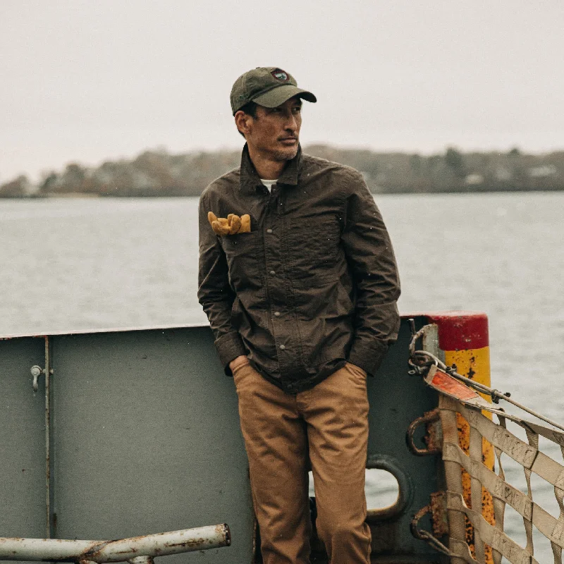 The Longshore Jacket in Dark Oak Waxed Canvas