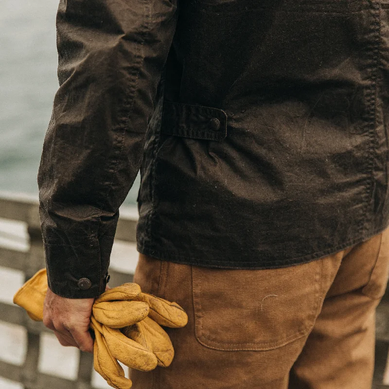 The Longshore Jacket in Dark Oak Waxed Canvas