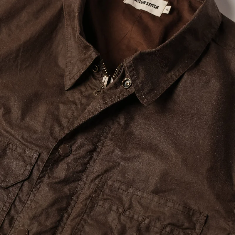 The Longshore Jacket in Dark Oak Waxed Canvas