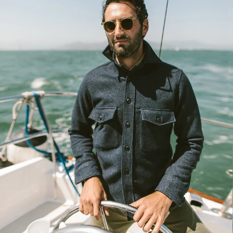 The Maritime Shirt Jacket in Navy Donegal Lambswool