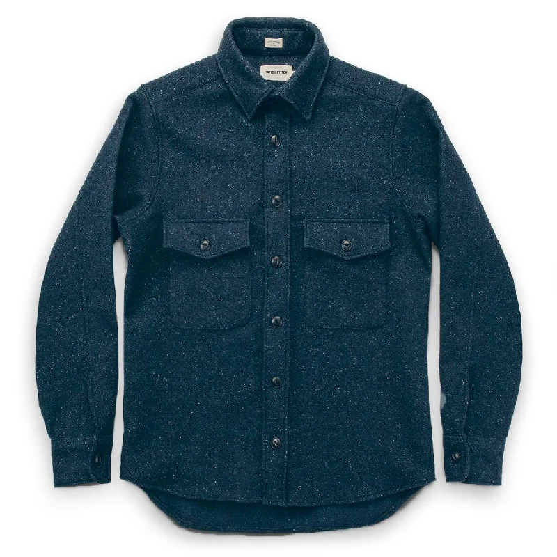 The Maritime Shirt Jacket in Navy Donegal Lambswool