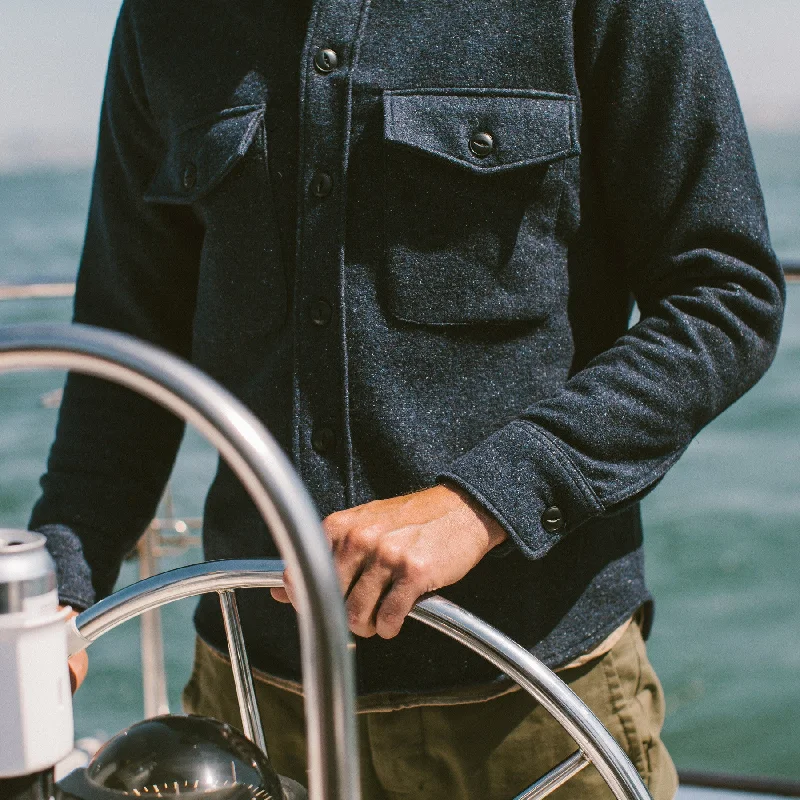 The Maritime Shirt Jacket in Navy Donegal Lambswool