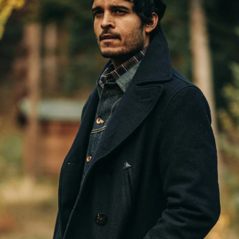 The Mendocino Peacoat in Navy Wool