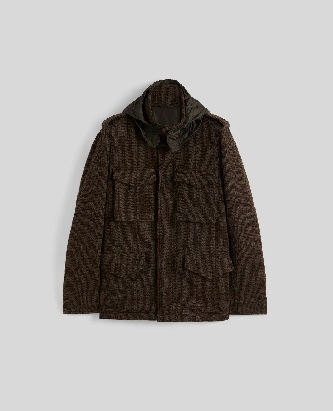 MINI FIELD JACKET COT IN MISTO LANA - MARRONE