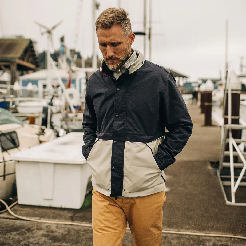 The Navigator Jacket in Natural and Navy Colorblock