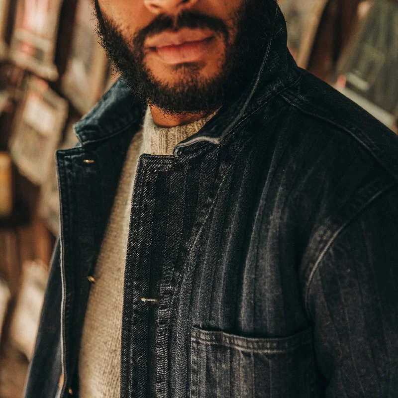 The Ojai Jacket in Washed Indigo Herringbone