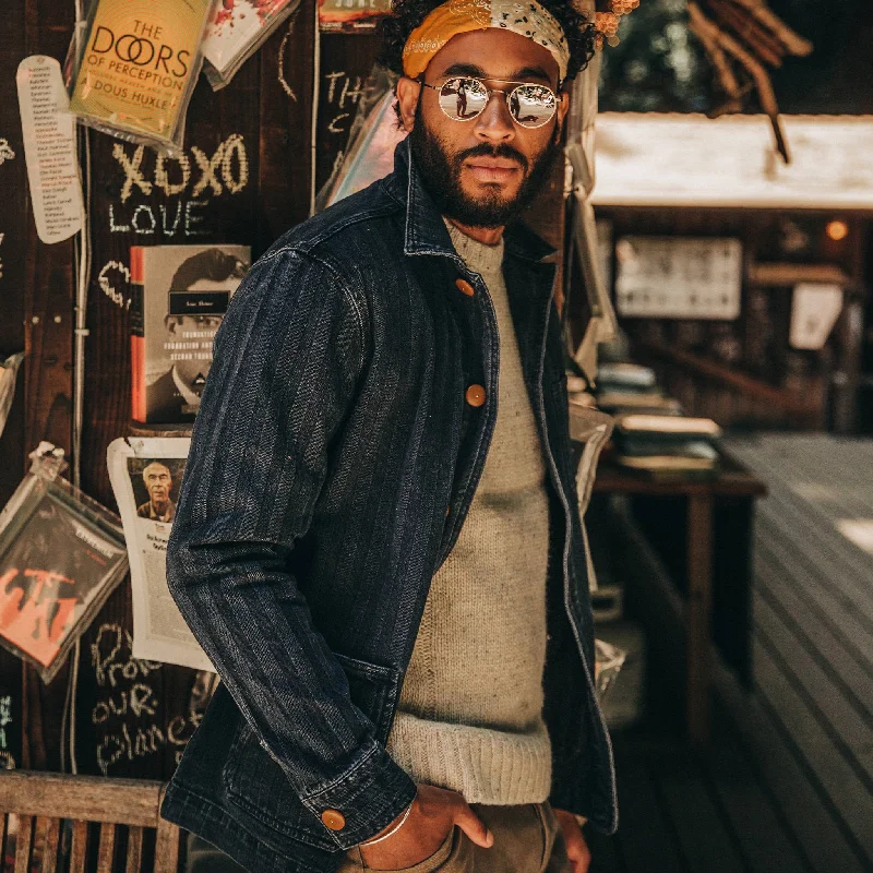 The Ojai Jacket in Washed Indigo Herringbone