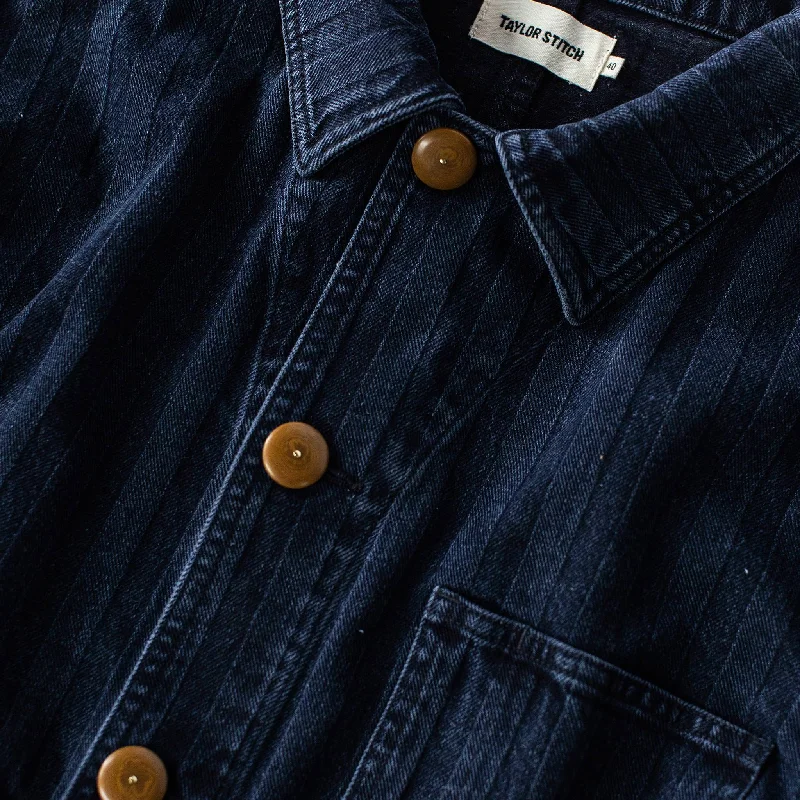 The Ojai Jacket in Washed Indigo Herringbone