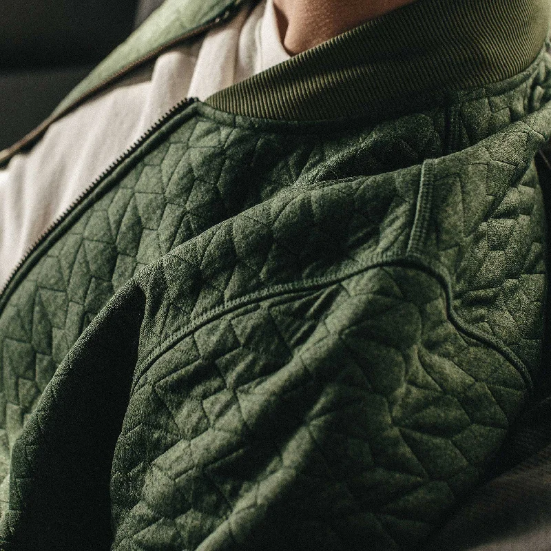 The Inverness Bomber in Olive Knit Quilt