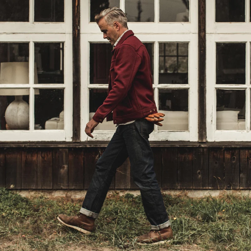 The Long Haul Jacket in Burgundy Melton Wool