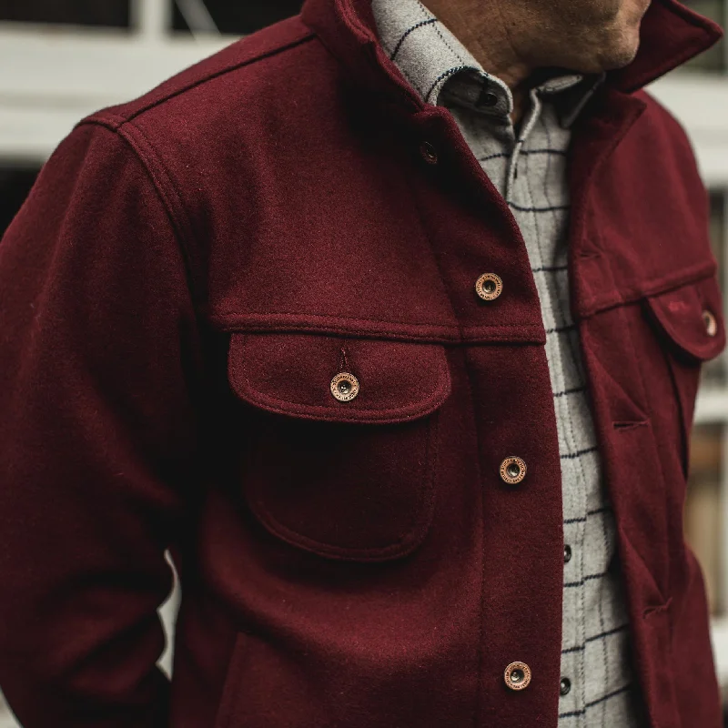 The Long Haul Jacket in Burgundy Melton Wool