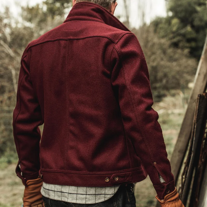 The Long Haul Jacket in Burgundy Melton Wool