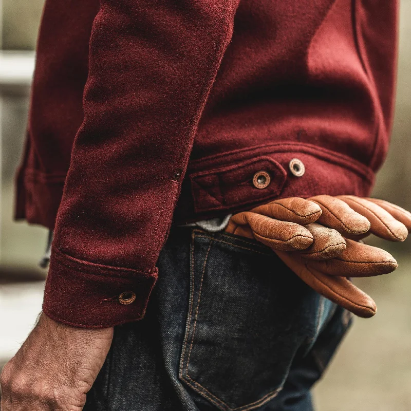 The Long Haul Jacket in Burgundy Melton Wool