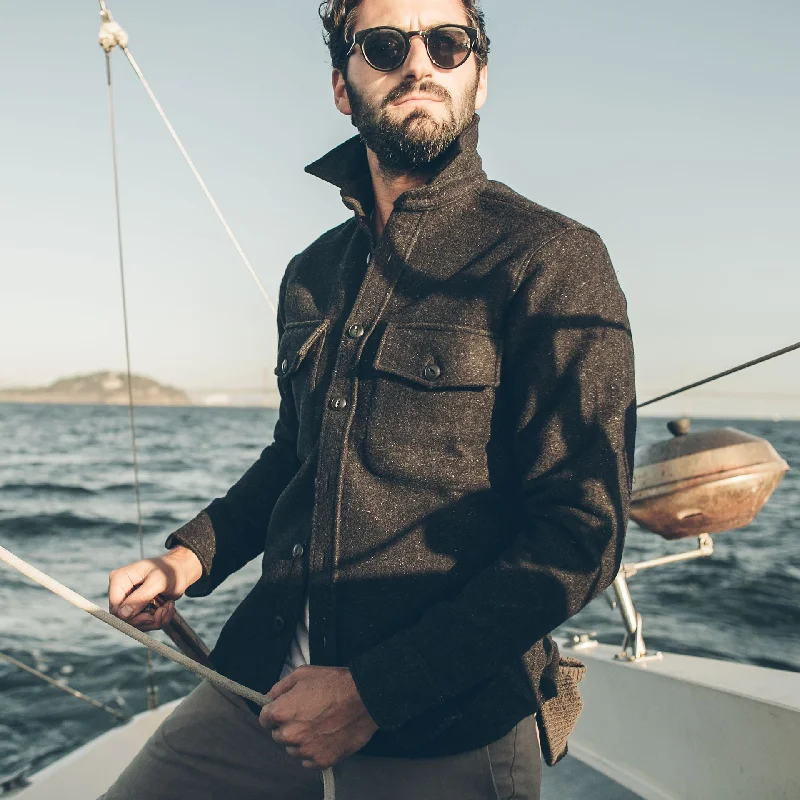 The Maritime Shirt Jacket in Charcoal Donegal Wool