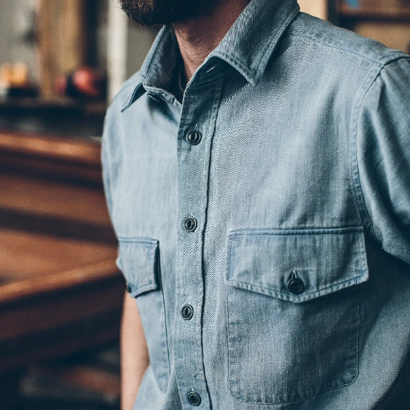 The Maritime Shirt Jacket in Sun Bleached Indigo