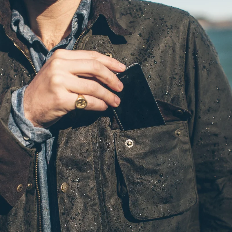 The Rover Jacket in Dark Olive Beeswaxed Canvas