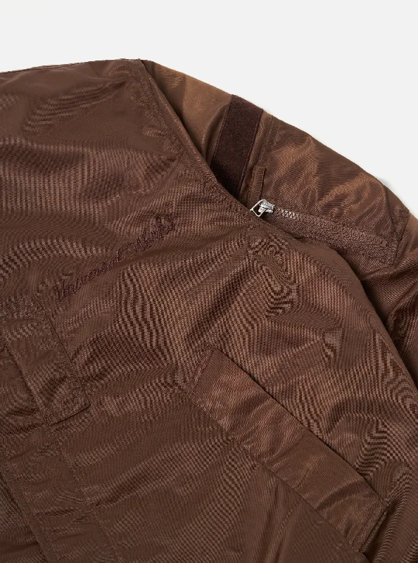 Universal Works Badge Bomber in Brown Flight Nylon