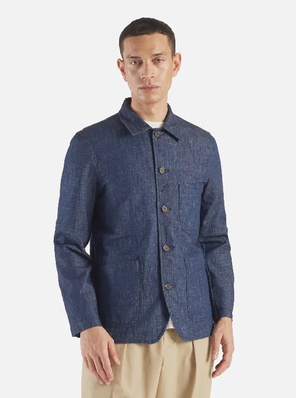 Universal Works Bakers Jacket in Indigo Atlantic Denim