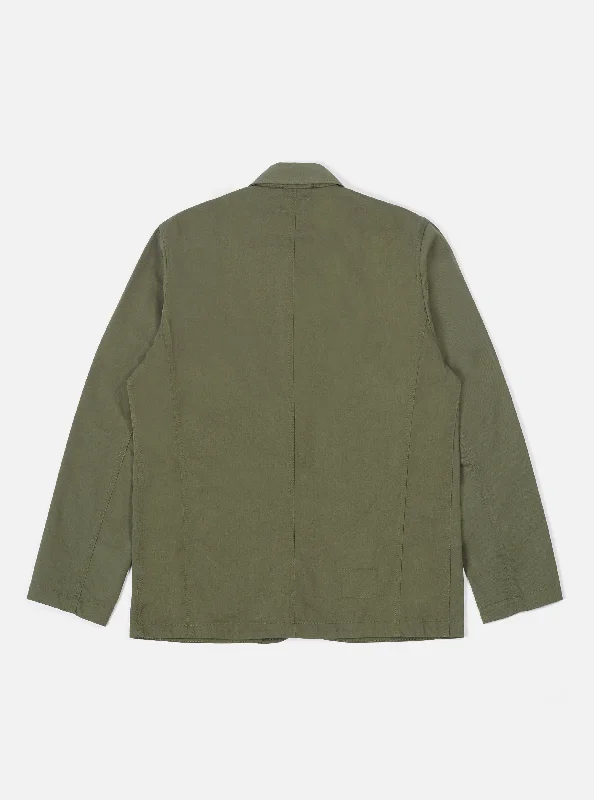 Universal Works Bakers Jacket in Light Olive Twill