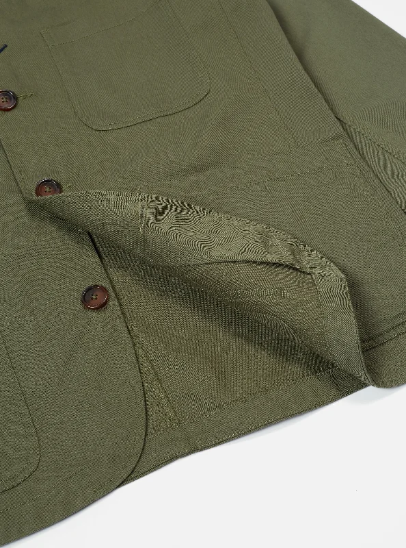 Universal Works Bakers Jacket in Light Olive Twill