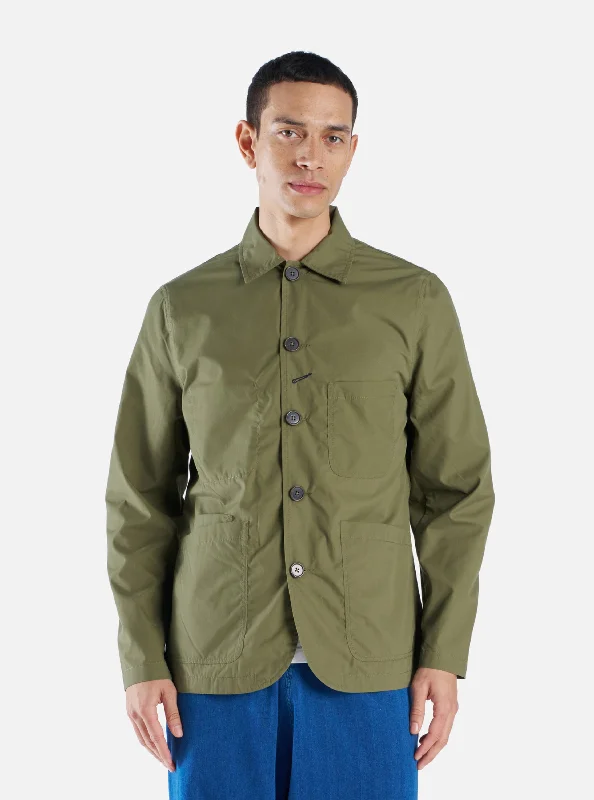 Universal Works Bakers Jacket in Olive Recycled Poly Tech