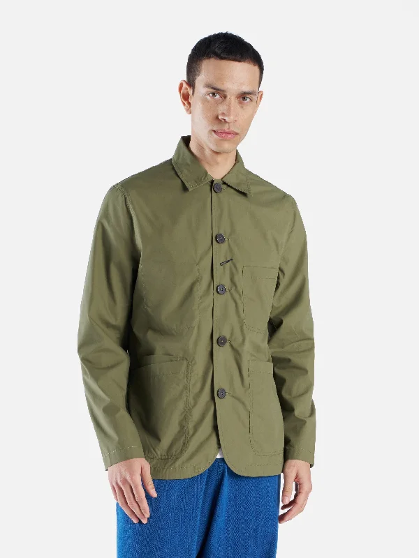 Universal Works Bakers Jacket in Olive Recycled Poly Tech