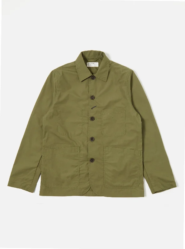 Universal Works Bakers Jacket in Olive Recycled Poly Tech