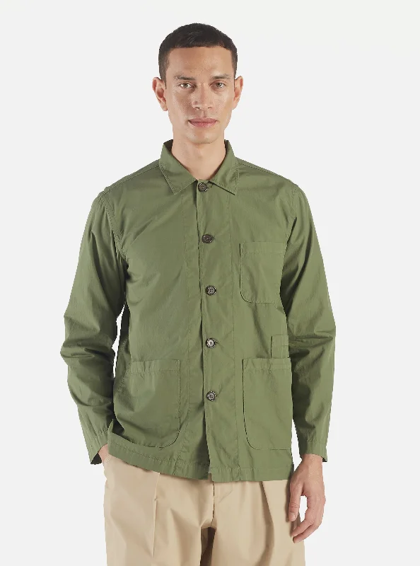 Universal Works Bakers Overshirt in Birch Organic Fine Poplin