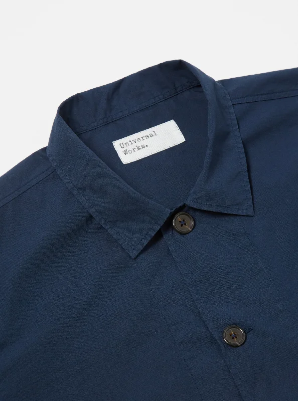 Universal Works Bakers Overshirt in Navy Organic Fine Poplin