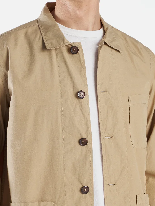 Universal Works Bakers Overshirt in Summer Oak Organic Fine Poplin