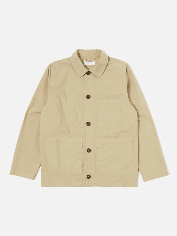 Universal Works Coverall Jacket in Summer Oak Nearly Pinstripe