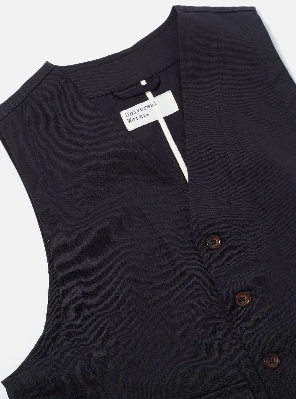 Universal Works Field Waistcoat in Black Twill