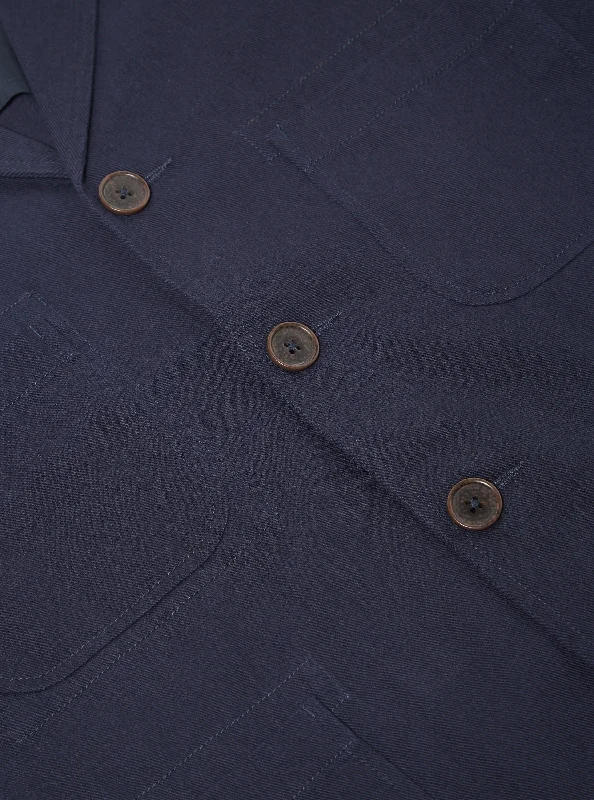 Universal Works Five Pocket Jacket in Navy Winter Twill