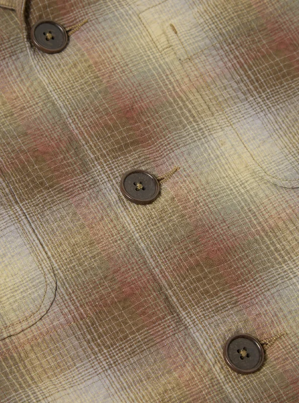 Universal Works Five Pocket Jacket in Olive Portuguese Check Seersucker