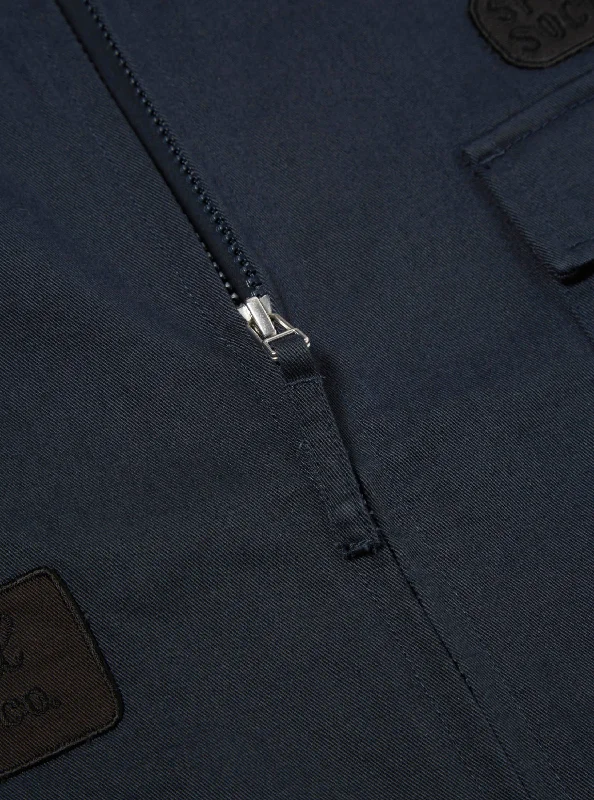 Universal Works Gower Jacket in Embroidered Navy Twill