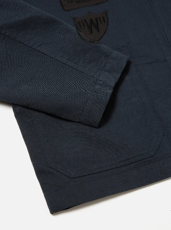 Universal Works Gower Jacket in Embroidered Navy Twill