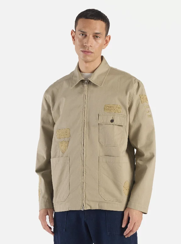 Universal Works Gower Jacket in Embroidered Stone Twill