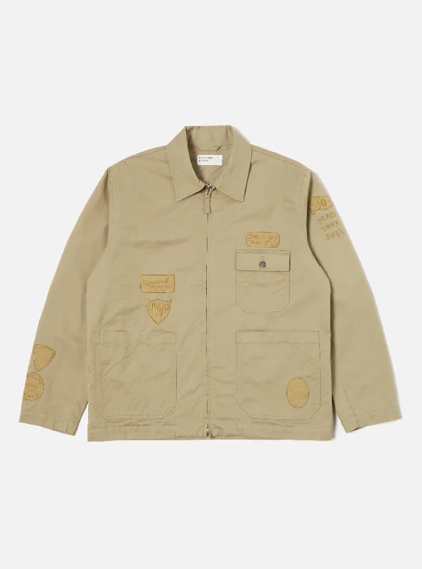 Universal Works Gower Jacket in Embroidered Stone Twill